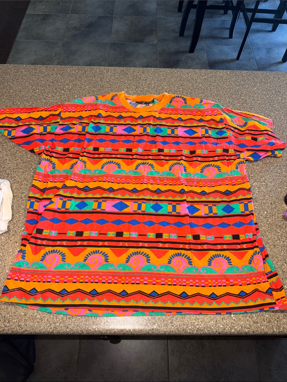 Start Fresh Vintage 1980s Vibrant Orange Multicolor Short Sleeve Tee